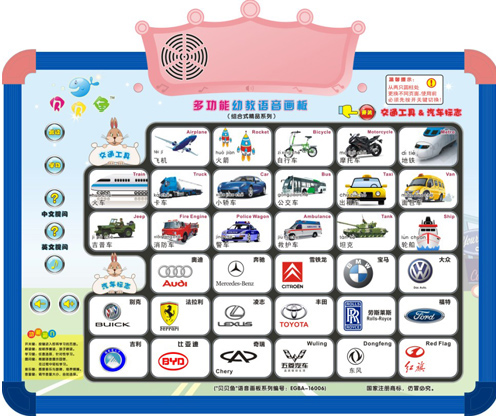 貝貝貝魚多功能幼教學習交通工具和汽車標志畫板