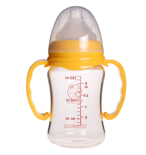淘氣兔寬口徑玻璃奶瓶160ml黃色