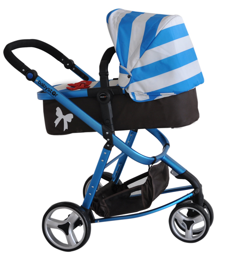 貝之星嬰兒推車T5000藍色帶條紋