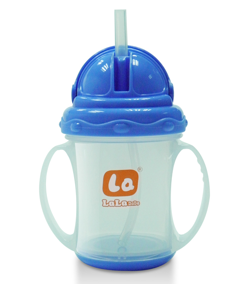 樂(lè)樂(lè)寶貝帶炳吸管學(xué)飲杯藍(lán)色