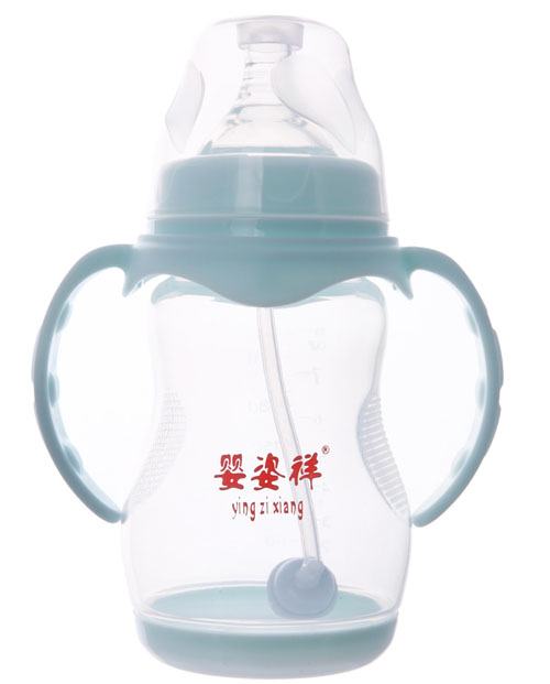 嬰姿祥8安PP寬口雙耳自動弧形帶底奶瓶(磨砂)240ml