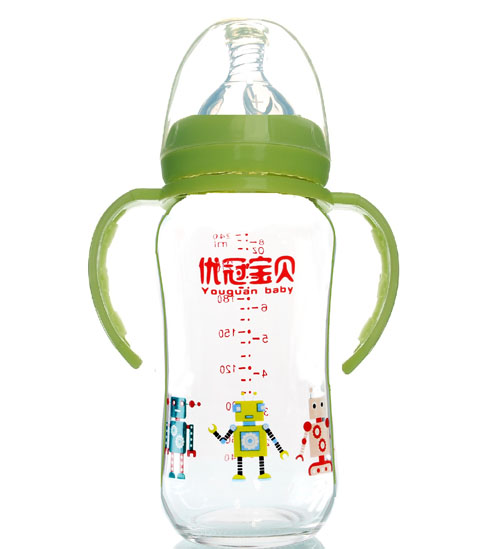 優冠寶貝鈦金玻璃奶瓶240ml綠色