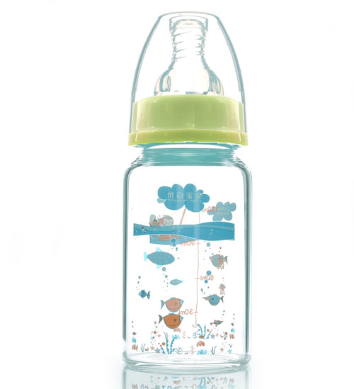 優冠寶貝標口金鉆玻璃奶瓶120ml綠色