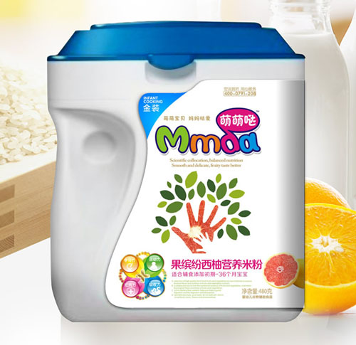 萌萌噠480克手拿桶果繽紛西柚營養米粉