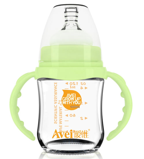 噯唯金鉆寶寬口帶柄自動抗摔玻璃奶瓶(120ml)