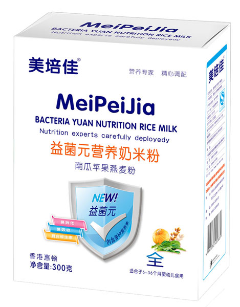 美培佳南瓜蘋果燕麥益菌元營養奶米粉盒裝
