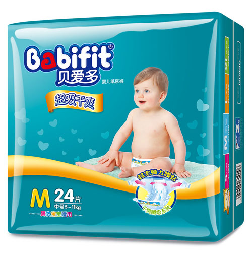 貝愛(ài)多超級(jí)干爽紙尿褲M(mǎn)碼24片中包裝