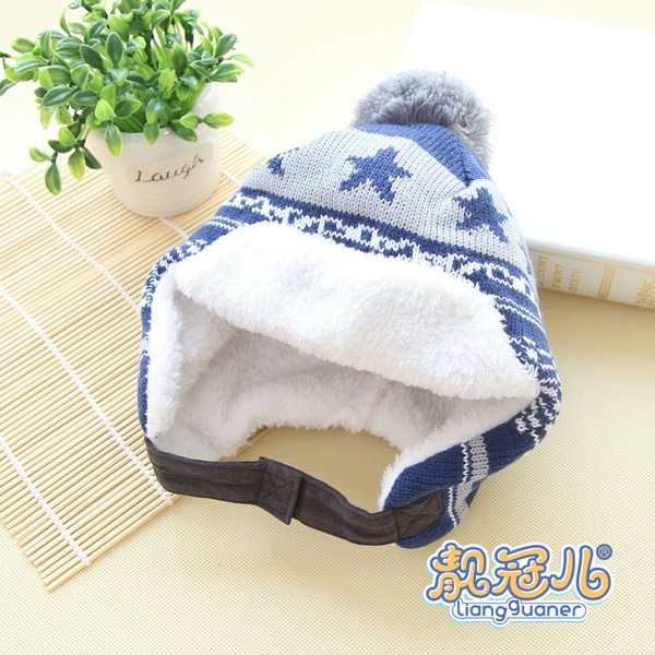 靚冠兒嬰幼兒加絨保暖護(hù)耳帽子