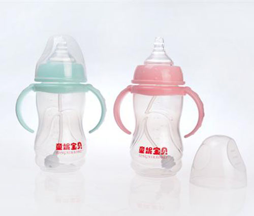 童妮寶貝帶手柄自動(dòng)吸管嬰兒奶瓶