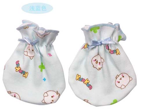 KUNKUN嬰兒棉質護手套淺藍色