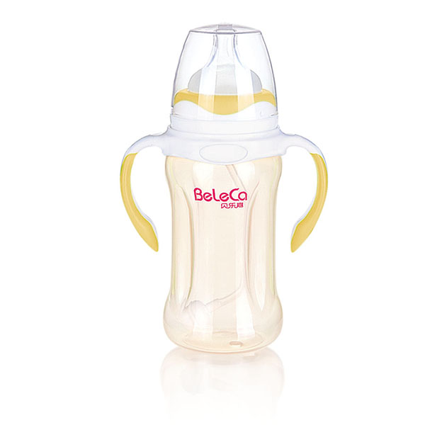 貝樂嘉黃白兩色雙柄嬰兒全自動奶瓶