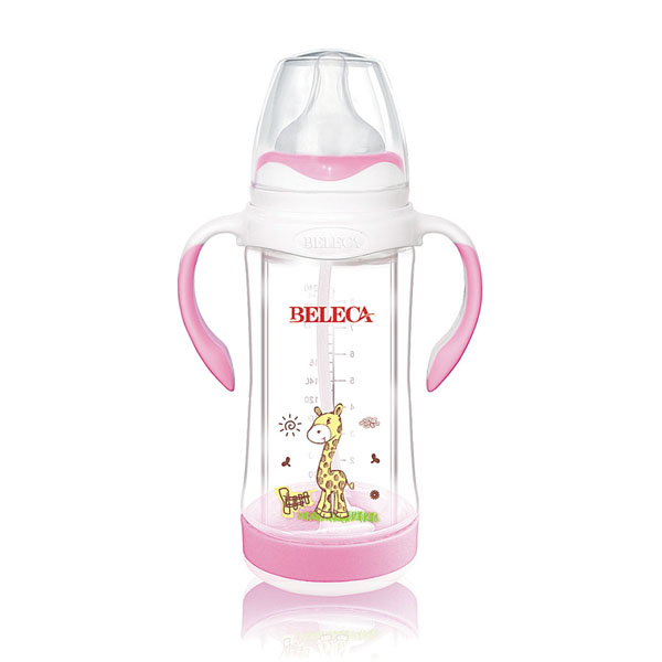 貝樂嘉貼花嬰兒奶瓶粉色