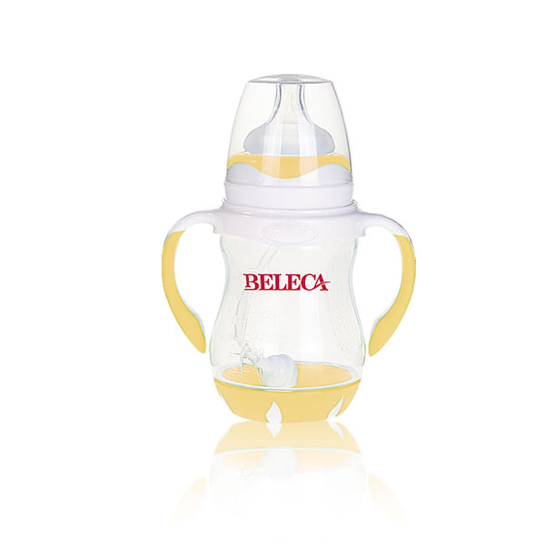 貝樂嘉黃色寬口弧形雙柄全自動奶瓶
