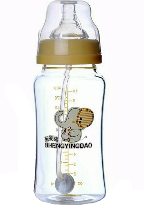 圣嬰島標(biāo)口徑無(wú)手柄玻璃奶瓶