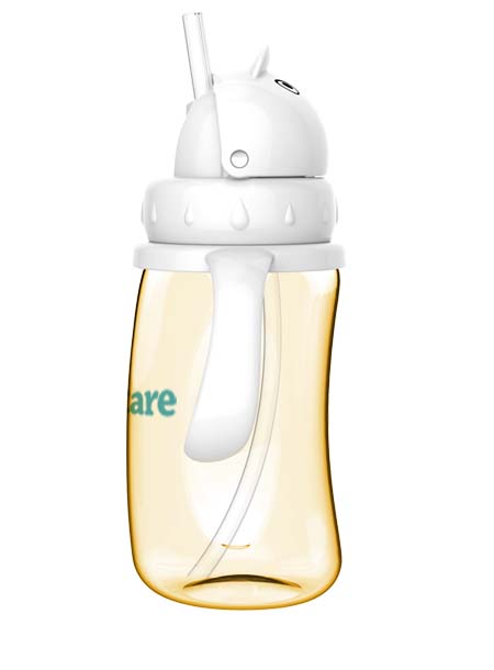 伊斯卡爾260ml PPSU企鵝吸管杯(側面)