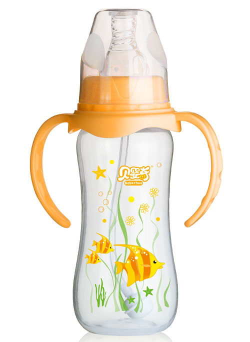 貝嬰奇300ml標口弧形PP奶瓶橙色