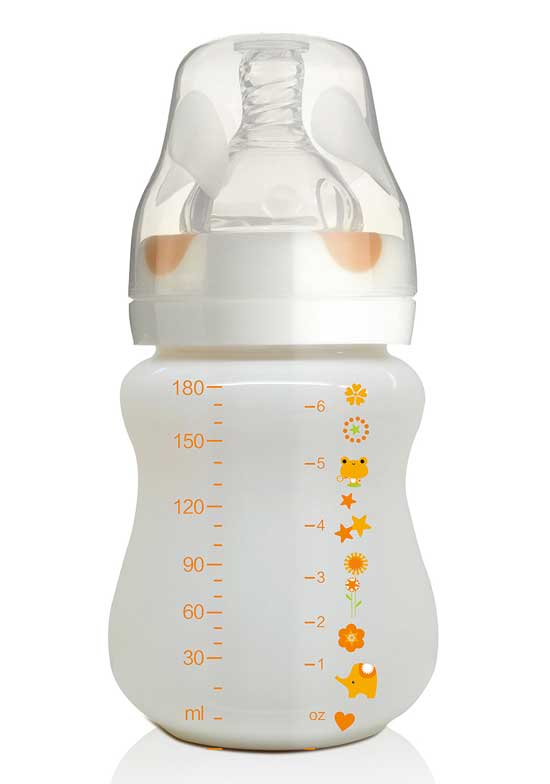 貝嬰奇180ml陶瓷奶瓶橘黃刻度