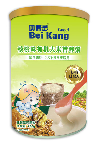 貝康靈核桃味有機(jī)大米營養(yǎng)粥(聽裝)