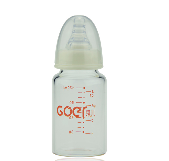果兒120ML標口晶鉆玻璃奶瓶白色