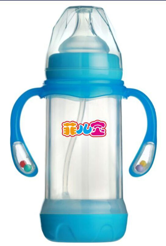 菲兒寶210ML鉆石雙層防爆響鈴玻璃瓶藍色