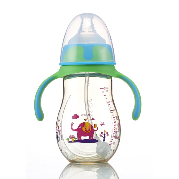 優嘻噯PPSU有柄仿生自動奶瓶280ml綠色