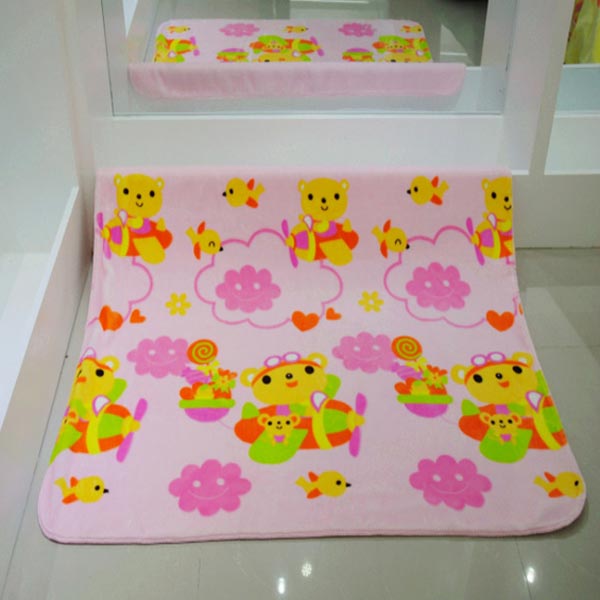 亞奧超柔蓋毯飛機熊粉色