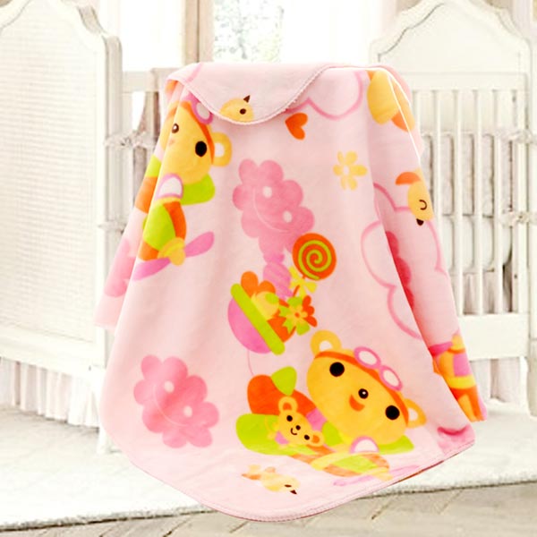 亞奧超柔云毯飛機熊粉色