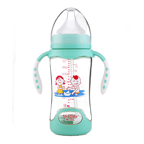 帥貝比PPSU帶底奶瓶280ML綠