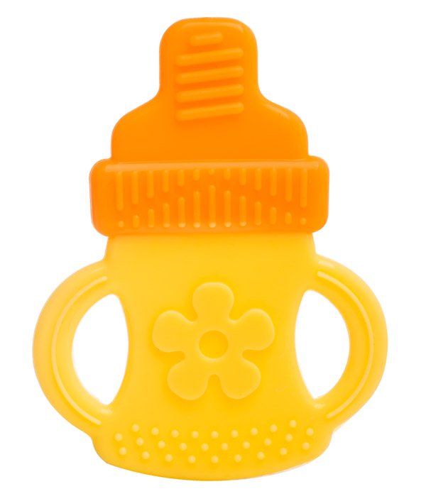 小孩國(guó)雙色全硅膠牙膠 奶瓶形狀