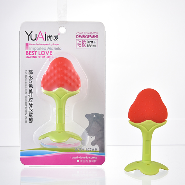 優噯高級雙色草莓全硅膠牙膠