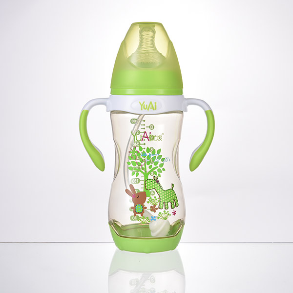 優噯10寬口弧線型手柄自動PPSU奶瓶(300ml)(保護底座)