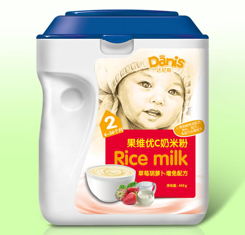 達尼斯草莓胡蘿增免果維優C奶米粉2段