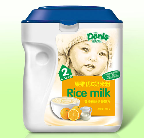 達尼斯香橙核桃果維優C奶米粉2段