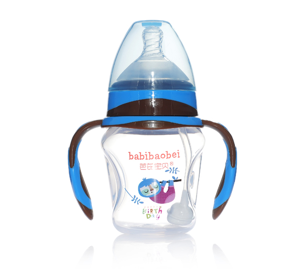 芭芘寶貝PP寬口徑奶瓶180ml藍色