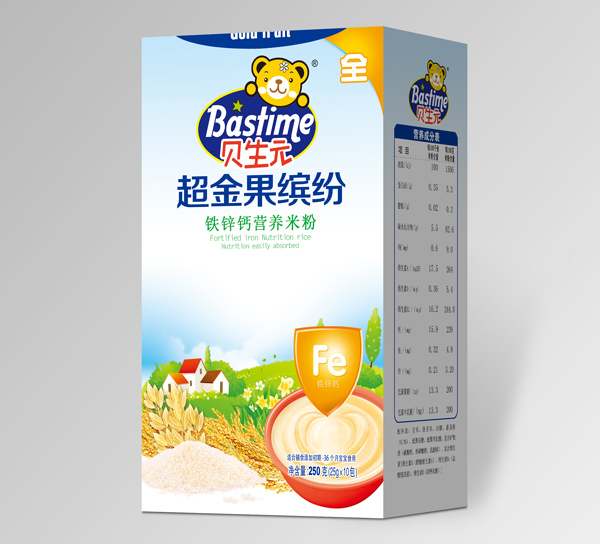貝生元超金果繽紛鐵鋅鈣營養米粉盒裝