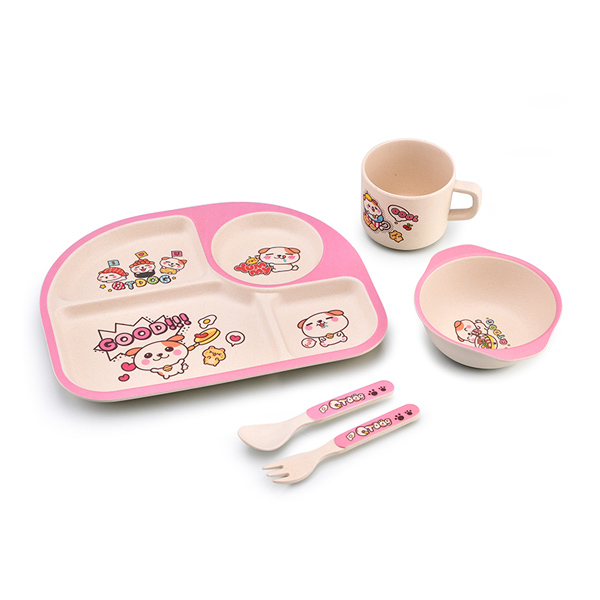 邦貝小象兒童餐盤方盤-秋田君粉色