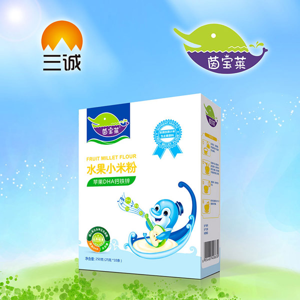 茵寶萊蘋(píng)果DHA鈣鐵鋅水果小米粉盒裝