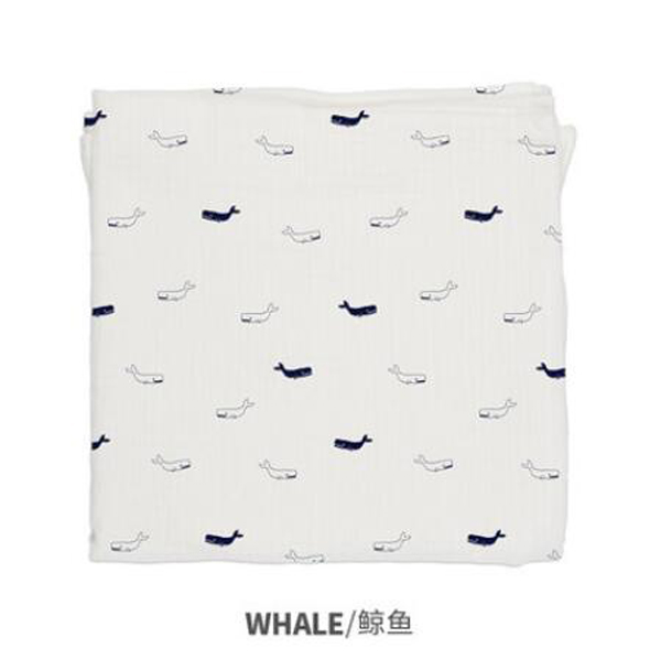西班牙baby bites嬰兒Muslin多用途純棉襁褓包巾 鯨魚(yú)