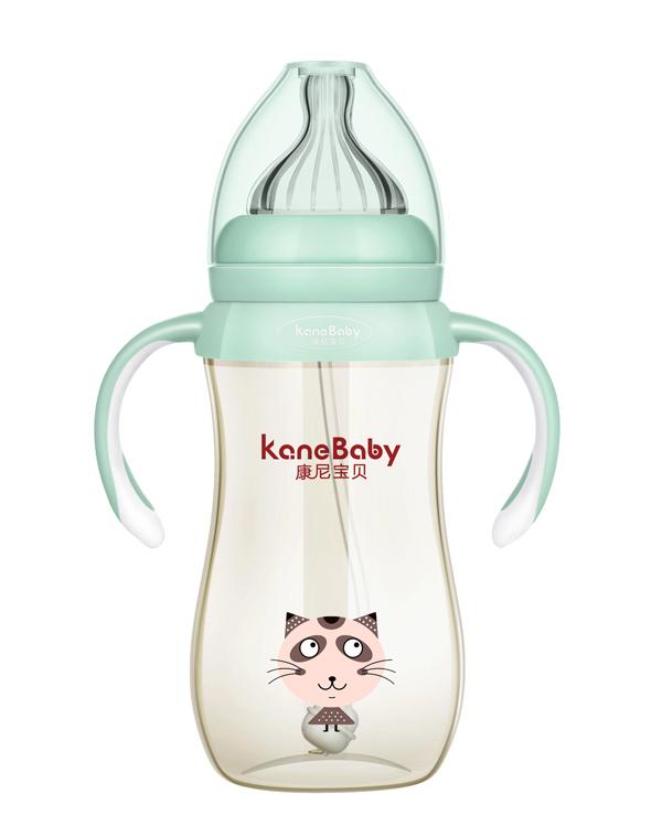康尼寶貝可愛咖菲貓PPSU奶瓶-320ml-綠色
