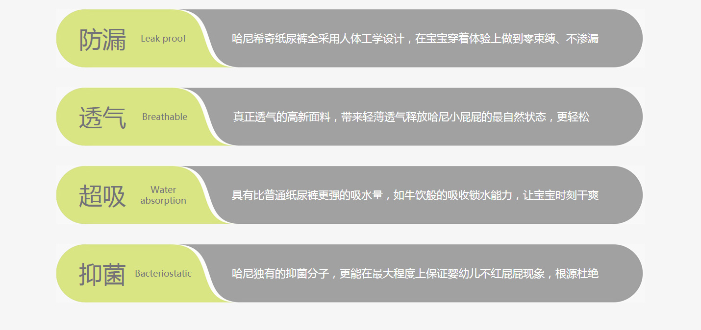 哈尼希奇嬰兒紙尿褲產品特點
