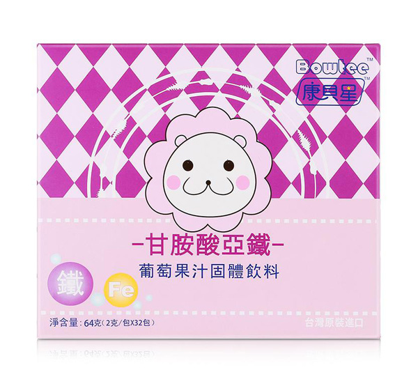 康貝星甘胺酸亞鐵葡萄果汁固體飲料64克