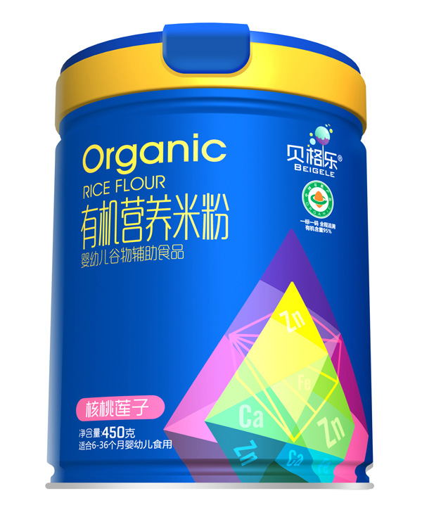 貝格樂有機營養米粉-核桃蓮子 聽裝