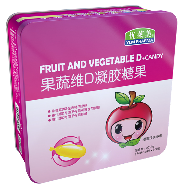 優萊美果蔬維D凝膠糖果 鐵盒裝