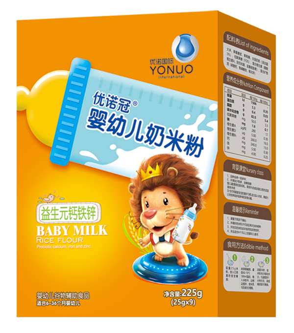 優諾冠嬰幼兒奶米粉 益生元鈣鐵鋅 盒裝