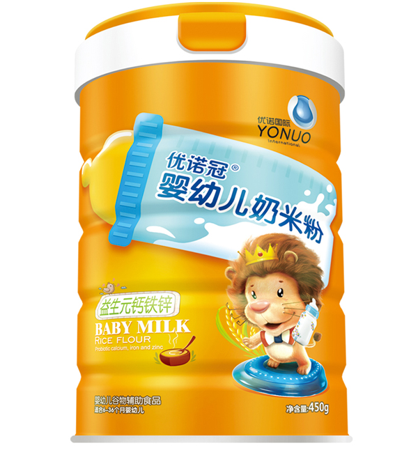 優諾冠嬰幼兒奶米粉 益生元鈣鐵鋅 聽裝