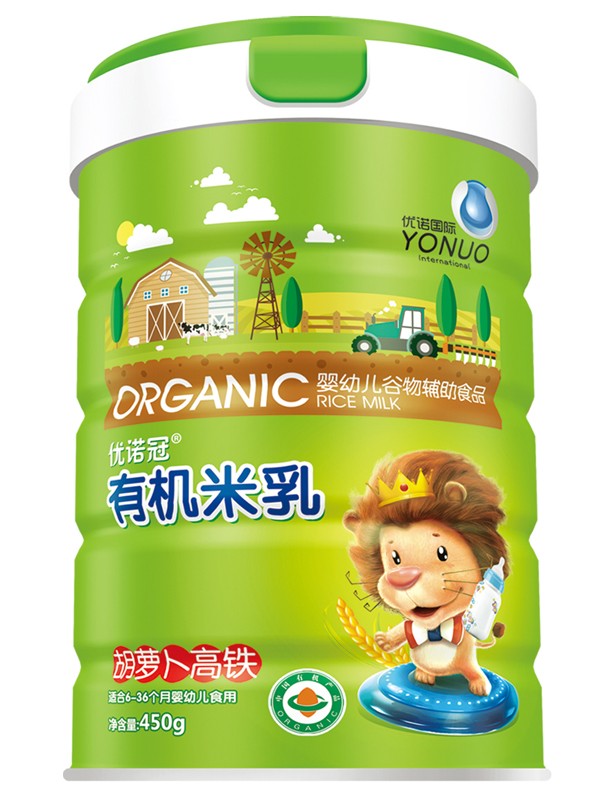 優諾冠胡蘿卜高鐵有機米乳 聽裝