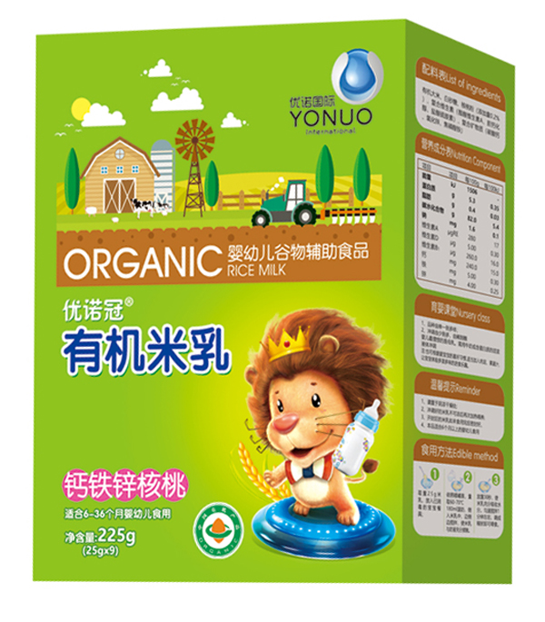 優諾冠鈣鐵鋅核桃有機米乳 盒裝