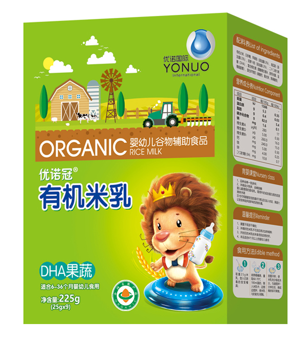 優諾冠DHA果蔬有機米乳 盒裝