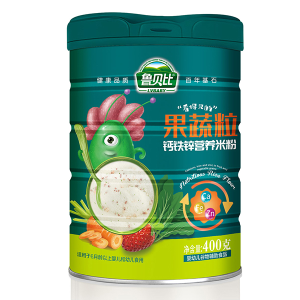 魯貝比果蔬粒鈣鐵鋅營養米粉 聽裝