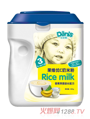 達尼斯香蕉燕麥果維優C奶米粉3段